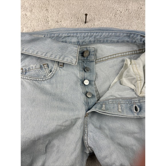 ATELIER Womens High Rise Flip over Waist Straight‎ Leg Open Knee Jeans 26x29 - Picture 8 of 14